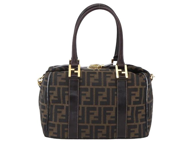 FENDI Zucca Canvas Handtasche 2-Wege Schwarz Braun Auth 150808 - Ansicht 2