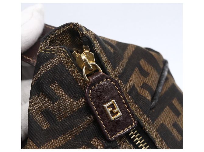 FENDI Zucca Canvas Handtasche 2-Wege Schwarz Braun Auth 150808 - Ansicht 20