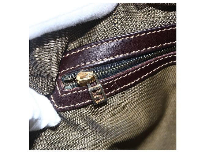 FENDI Zucca Canvas Handtasche 2-Wege Schwarz Braun Auth 150808 - Ansicht 22