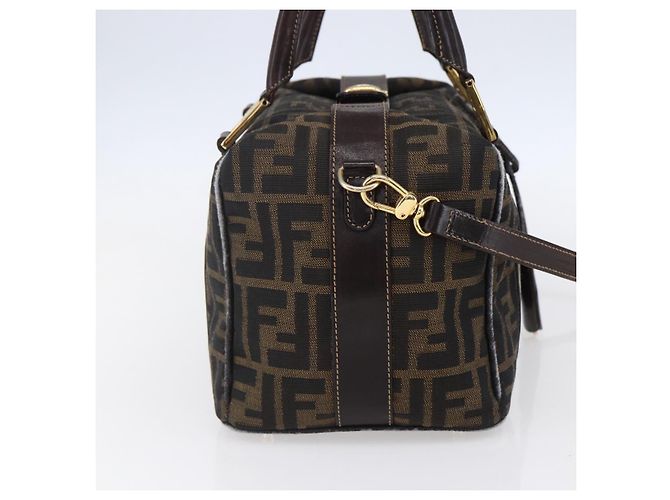 FENDI Zucca Canvas Handtasche 2-Wege Schwarz Braun Auth 150808 - Ansicht 3