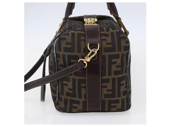 FENDI Zucca Canvas Handtasche 2-Wege Schwarz Braun Auth 150808 - Ansicht 4