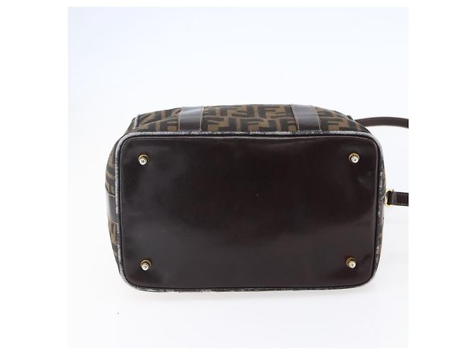 FENDI Zucca Canvas Handtasche 2-Wege Schwarz Braun Auth 150808 - Ansicht 5