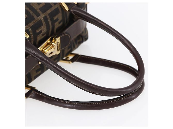 FENDI Zucca Canvas Handtasche 2-Wege Schwarz Braun Auth 150808 - Ansicht 6