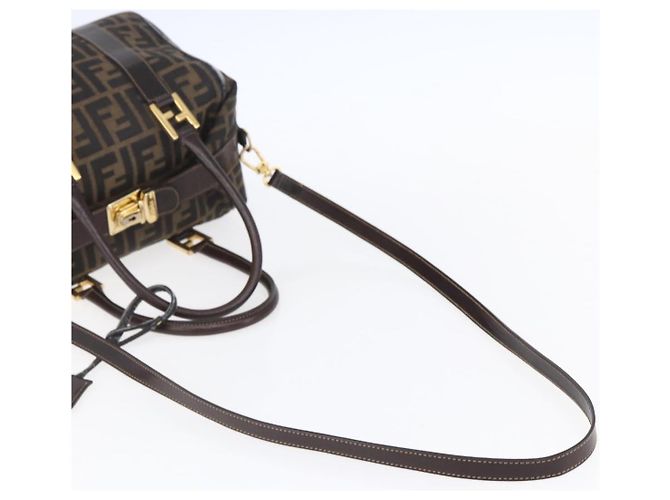 FENDI Zucca Canvas Handtasche 2-Wege Schwarz Braun Auth 150808 - Ansicht 7