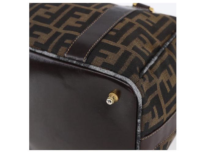 FENDI Zucca Canvas Handtasche 2-Wege Schwarz Braun Auth 150808 - Ansicht 8