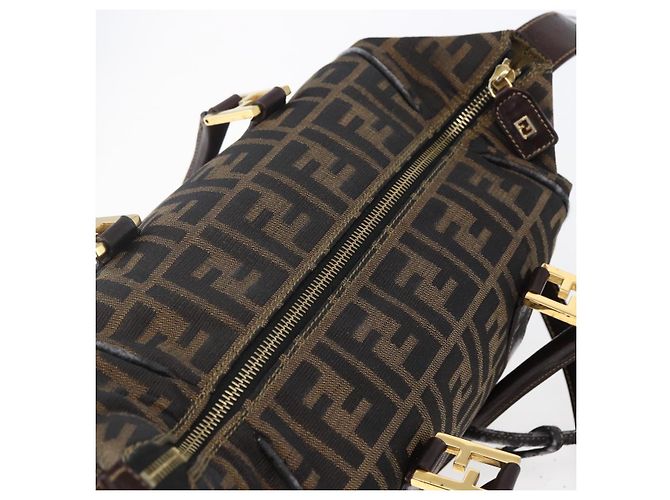 FENDI Zucca Canvas Handtasche 2-Wege Schwarz Braun Auth 150808 - Ansicht 9