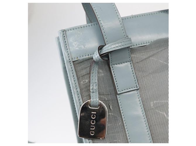 Borsa a mano in rete GUCCI in nylon azzurro chiaro argento Auth mr1557 Blu chiaro - vista 15