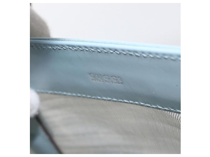 Borsa a mano in rete GUCCI in nylon azzurro chiaro argento Auth mr1557 Blu chiaro - vista 16