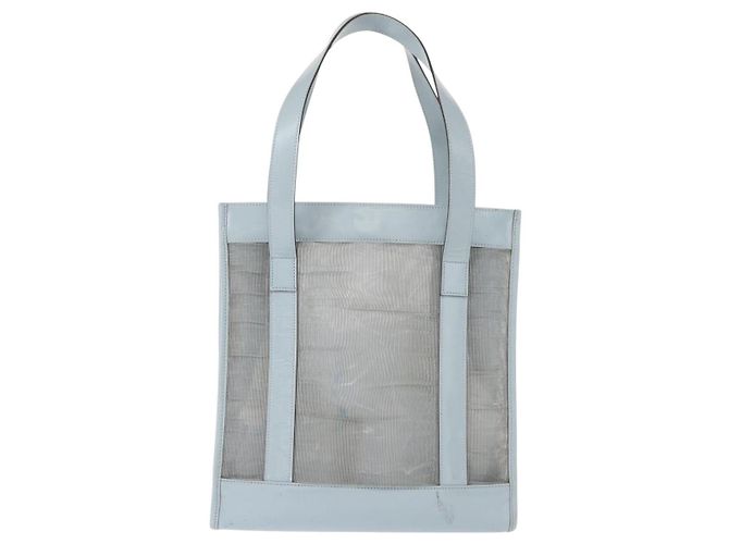 Borsa a mano in rete GUCCI in nylon azzurro chiaro argento Auth mr1557 Blu chiaro - vista 3