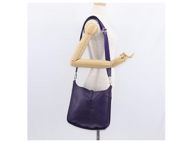 Hermès HERMES Borsa a Spalla Evelyn 3 Pelle Viola Argento Auth ka146 Porpora - vista 19
