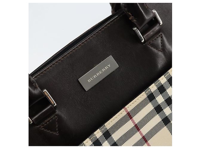 Burberry Nova Check Handtasche aus Canvas Beige Silber Auth ka136 - Ansicht 10