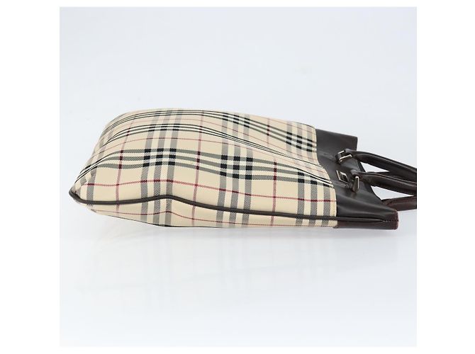 Burberry Nova Check Handtasche aus Canvas Beige Silber Auth ka136 - Ansicht 3