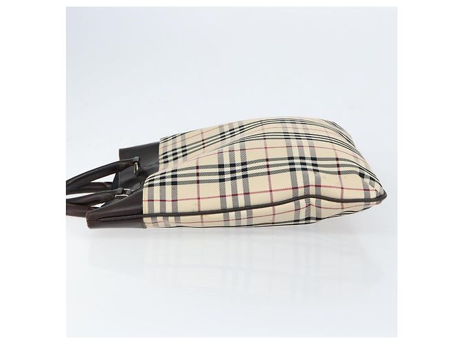 Burberry Nova Check Handtasche aus Canvas Beige Silber Auth ka136 - Ansicht 4