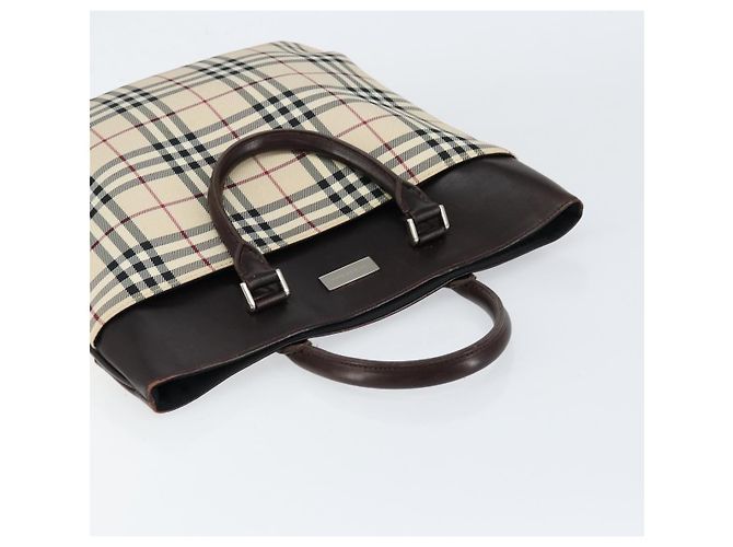 Burberry Nova Check Handtasche aus Canvas Beige Silber Auth ka136 - Ansicht 6