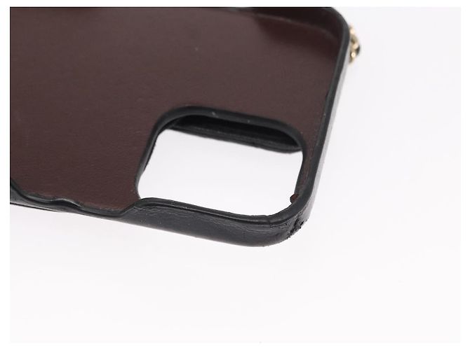 Capa para iPhone 13 Pro Max CHANEL Matelasse Chain em pele de cordeiro preta CC Auth BA8062 Preto Dourado - vista 17