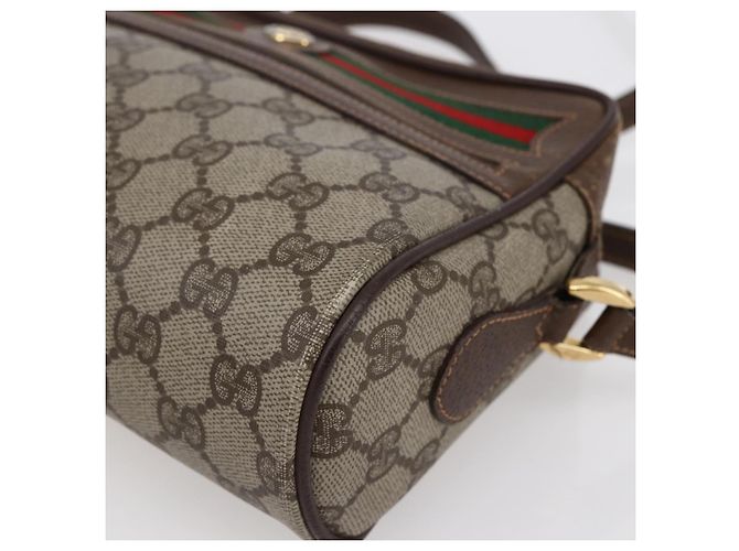 Borsa Sherry Line GG Supreme Web di GUCCI in PVC beige e oro 56 02 087 Auth BA7251 D'oro - vista 10