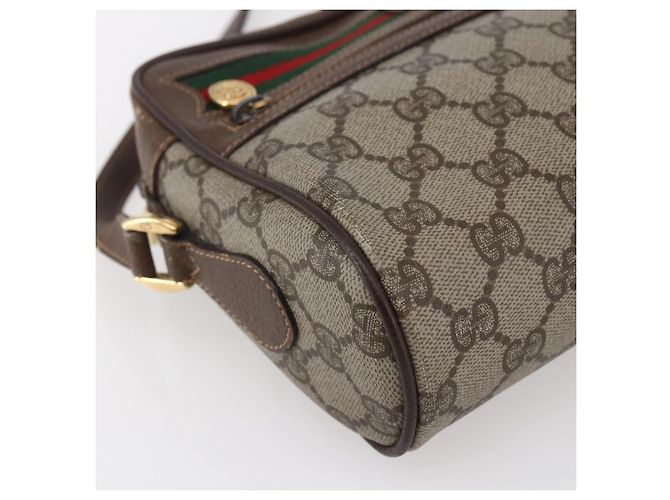 Borsa Sherry Line GG Supreme Web di GUCCI in PVC beige e oro 56 02 087 Auth BA7251 D'oro - vista 11