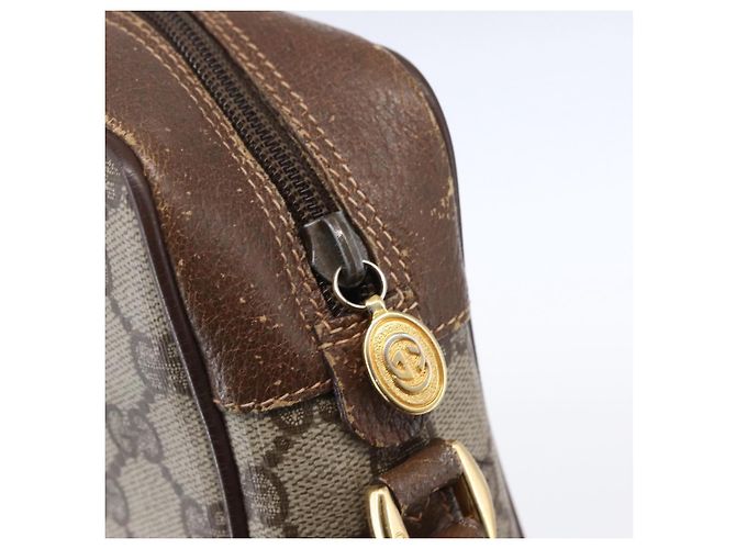 Borsa Sherry Line GG Supreme Web di GUCCI in PVC beige e oro 56 02 087 Auth BA7251 D'oro - vista 14