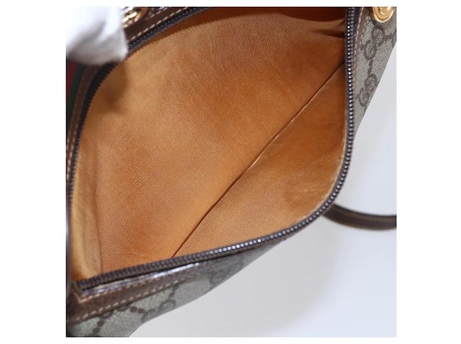 Borsa Sherry Line GG Supreme Web di GUCCI in PVC beige e oro 56 02 087 Auth BA7251 D'oro - vista 20