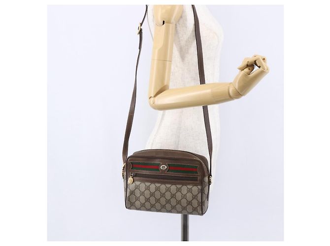 Borsa Sherry Line GG Supreme Web di GUCCI in PVC beige e oro 56 02 087 Auth BA7251 D'oro - vista 22