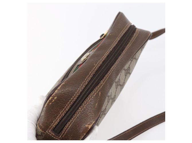 Borsa Sherry Line GG Supreme Web di GUCCI in PVC beige e oro 56 02 087 Auth BA7251 D'oro - vista 6