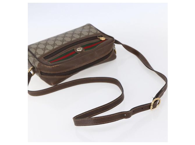 Borsa Sherry Line GG Supreme Web di GUCCI in PVC beige e oro 56 02 087 Auth BA7251 D'oro - vista 7
