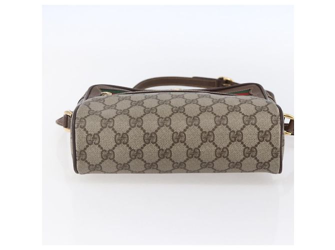 Borsa Sherry Line GG Supreme Web di GUCCI in PVC beige e oro 56 02 087 Auth BA7251 D'oro - vista 9