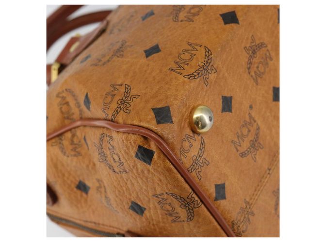 Borsa Boston MCM Logogram Vicetos in pelle PVC marrone e oro Auth gh1075 D'oro - vista 11