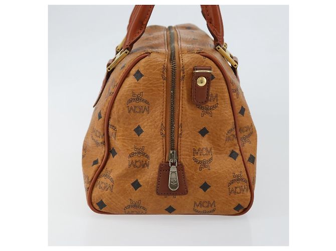 Borsa Boston MCM Logogram Vicetos in pelle PVC marrone e oro Auth gh1075 D'oro - vista 4