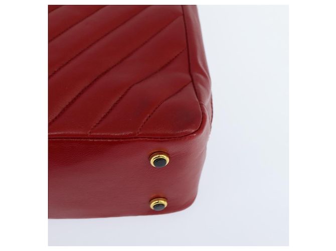 CHANEL Borsa a Spalla V Stitch in Pelle di Agnello Rossa Oro CC Auth bs30476 Rosso D'oro - view 15