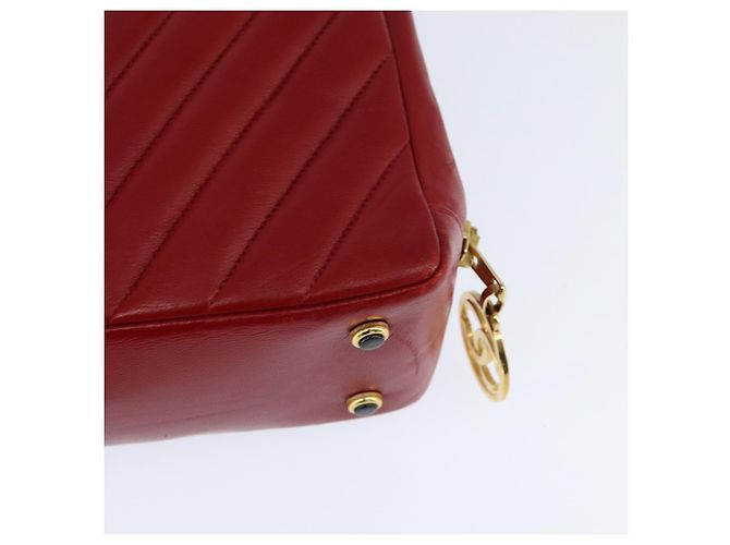 CHANEL Borsa a Spalla V Stitch in Pelle di Agnello Rossa Oro CC Auth bs30476 Rosso D'oro - view 17