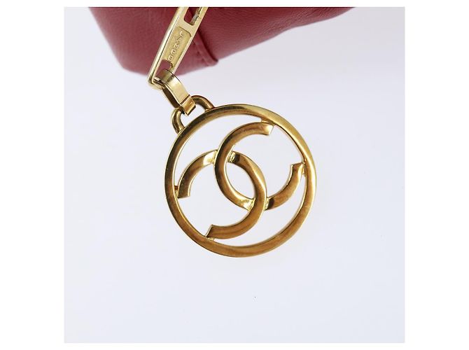 CHANEL Borsa a Spalla V Stitch in Pelle di Agnello Rossa Oro CC Auth bs30476 Rosso D'oro - view 18