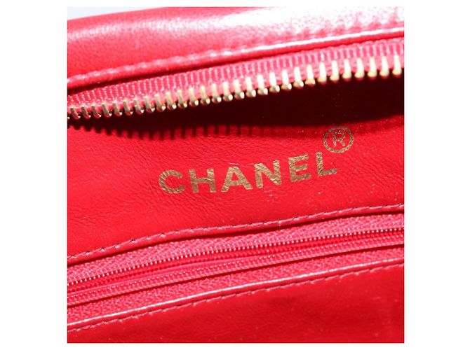 CHANEL Borsa a Spalla V Stitch in Pelle di Agnello Rossa Oro CC Auth bs30476 Rosso D'oro - view 19