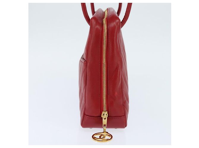CHANEL Borsa a Spalla V Stitch in Pelle di Agnello Rossa Oro CC Auth bs30476 Rosso D'oro - view 3