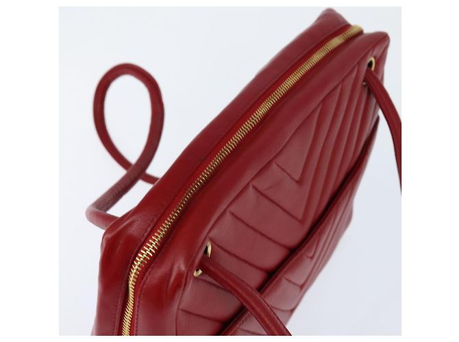 CHANEL Borsa a Spalla V Stitch in Pelle di Agnello Rossa Oro CC Auth bs30476 Rosso D'oro - view 6