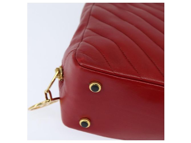 CHANEL Borsa a Spalla V Stitch in Pelle di Agnello Rossa Oro CC Auth bs30476 Rosso D'oro - view 8