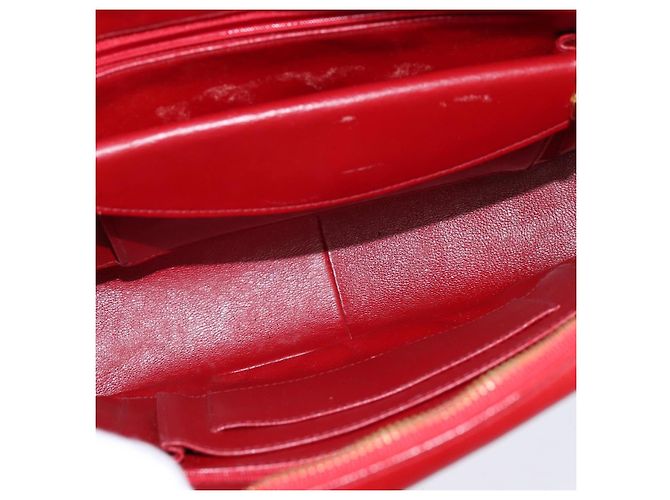CHANEL Borsa a Spalla V Stitch in Pelle di Agnello Rossa Oro CC Auth bs30476 Rosso D'oro - view 9
