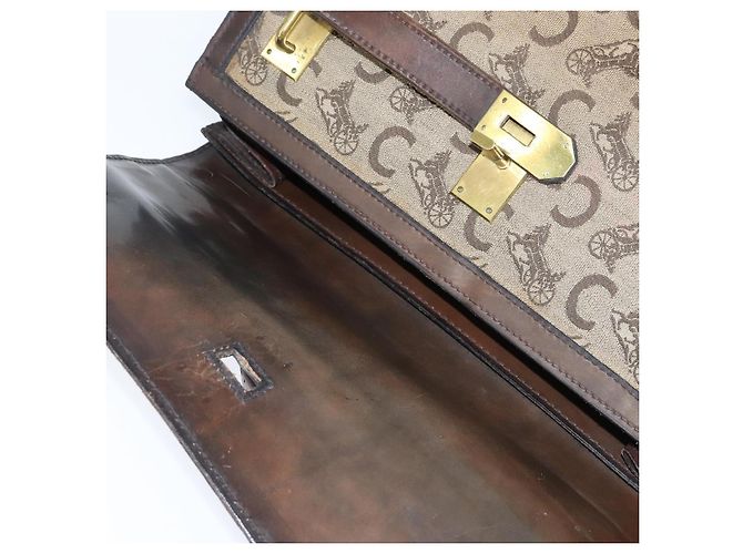 Céline Borsa da dottore Celine C Sulky in tela marrone e oro Auth 147045 D'oro - vista 10