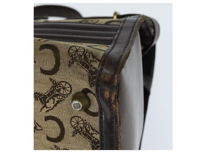 Céline Borsa da dottore Celine C Sulky in tela marrone e oro Auth 147045 D'oro - vista 14