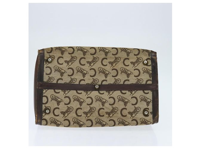 Céline Borsa da dottore Celine C Sulky in tela marrone e oro Auth 147045 D'oro - vista 5