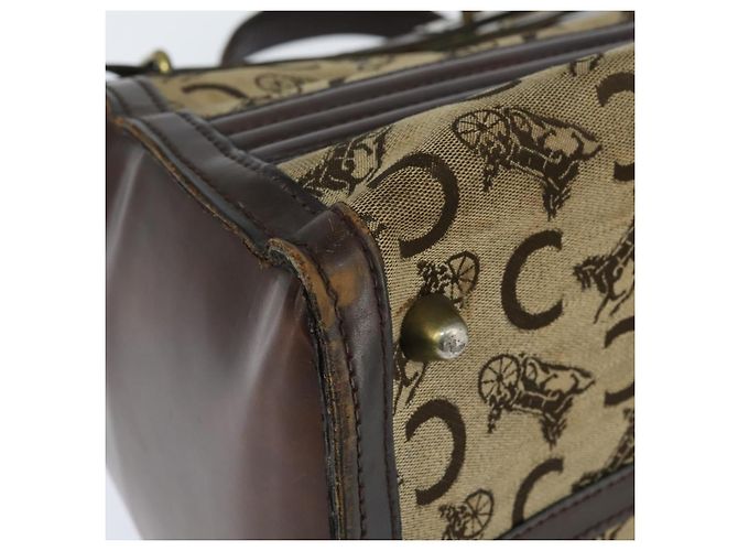 Céline Borsa da dottore Celine C Sulky in tela marrone e oro Auth 147045 D'oro - vista 9