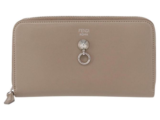 FENDI Langer Geldbeutel Leder Beige Gold Auth am9610 Golden - Ansicht 13