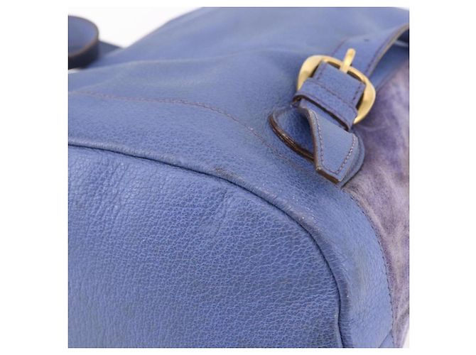 Zaino in pelle scamosciata Gucci Bamboo blu oro 003 2855 0043 0 Auth BA7788 - vista 15