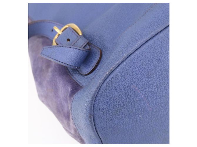 Zaino in pelle scamosciata Gucci Bamboo blu oro 003 2855 0043 0 Auth BA7788 - vista 16
