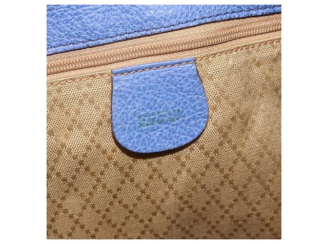Zaino in pelle scamosciata Gucci Bamboo blu oro 003 2855 0043 0 Auth BA7788 - vista 17