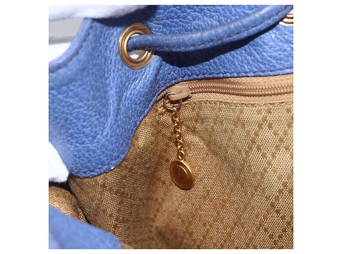 Zaino in pelle scamosciata Gucci Bamboo blu oro 003 2855 0043 0 Auth BA7788 - vista 18