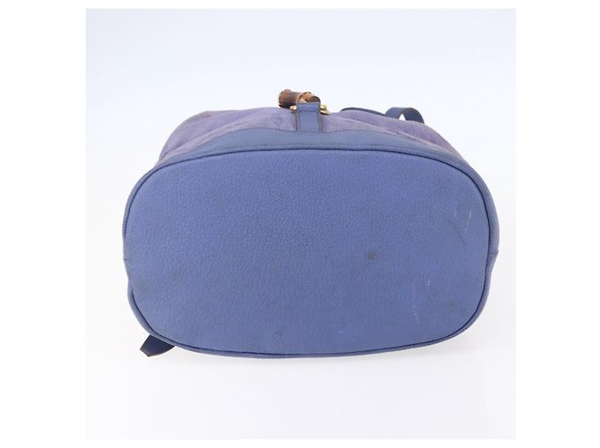 Zaino in pelle scamosciata Gucci Bamboo blu oro 003 2855 0043 0 Auth BA7788 - vista 5