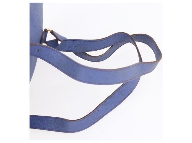 Zaino in pelle scamosciata Gucci Bamboo blu oro 003 2855 0043 0 Auth BA7788 - vista 8