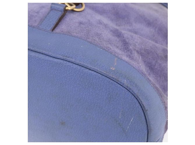 Zaino in pelle scamosciata Gucci Bamboo blu oro 003 2855 0043 0 Auth BA7788 - vista 9