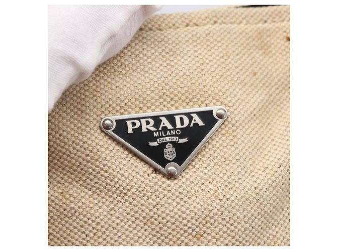 PRADA Handtasche aus Canvas Beige Silber Authentisch 147009 - Ansicht 17